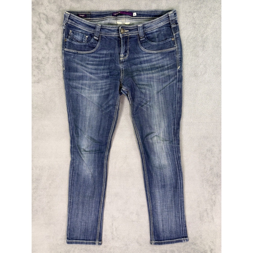 Vigoss Jeans Womens 9 Blue Straight Slim Medium Wash Denim Mid Rise Stretch